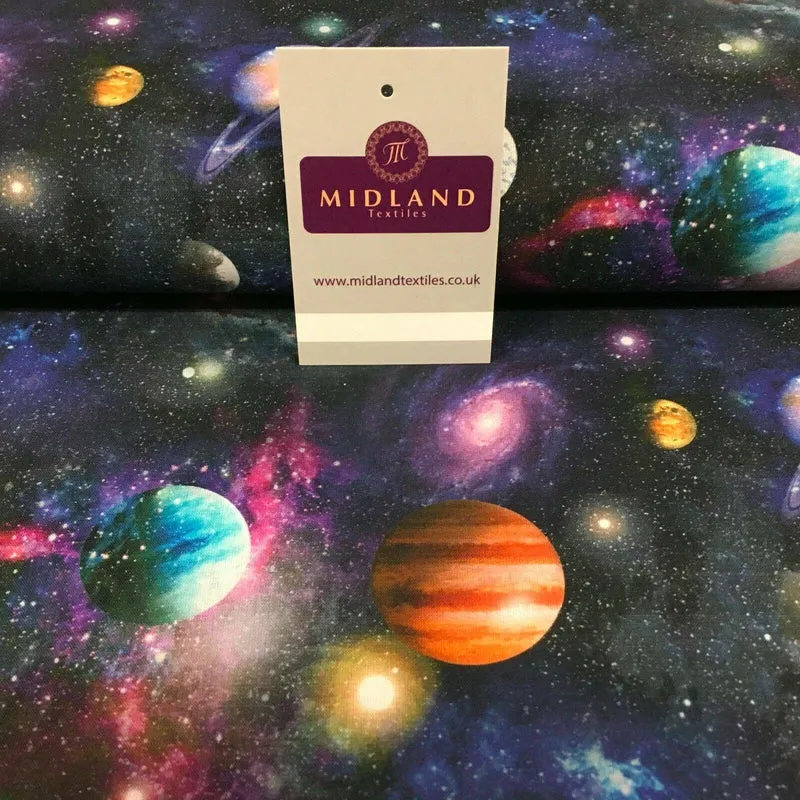 Navy Digital Printed Universe Galaxy 100% Cotton Fabric 150 cm MH1188 Mtex