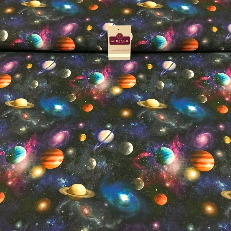 Navy Digital Printed Universe Galaxy 100% Cotton Fabric 150 cm MH1188 Mtex