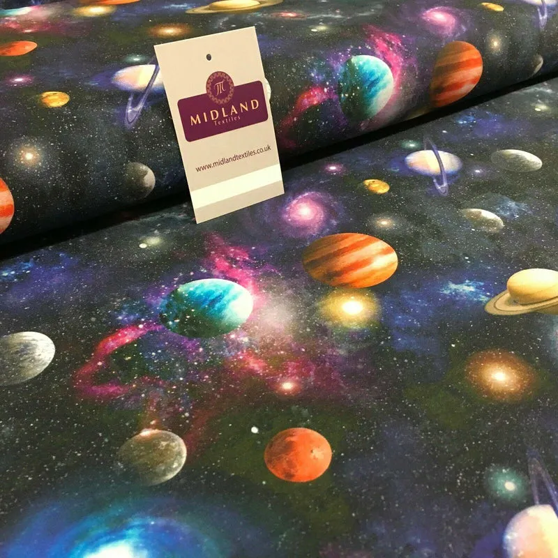 Navy Digital Printed Universe Galaxy 100% Cotton Fabric 150 cm MH1188 Mtex