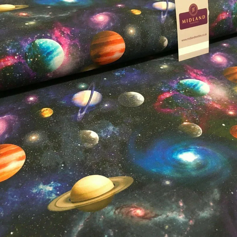 Navy Digital Printed Universe Galaxy 100% Cotton Fabric 150 cm MH1188 Mtex