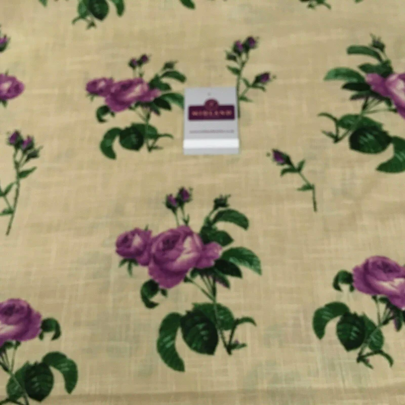 Natural Vintage Floral Printed Linen Dress Fabric 110 cm M1192 Mtex