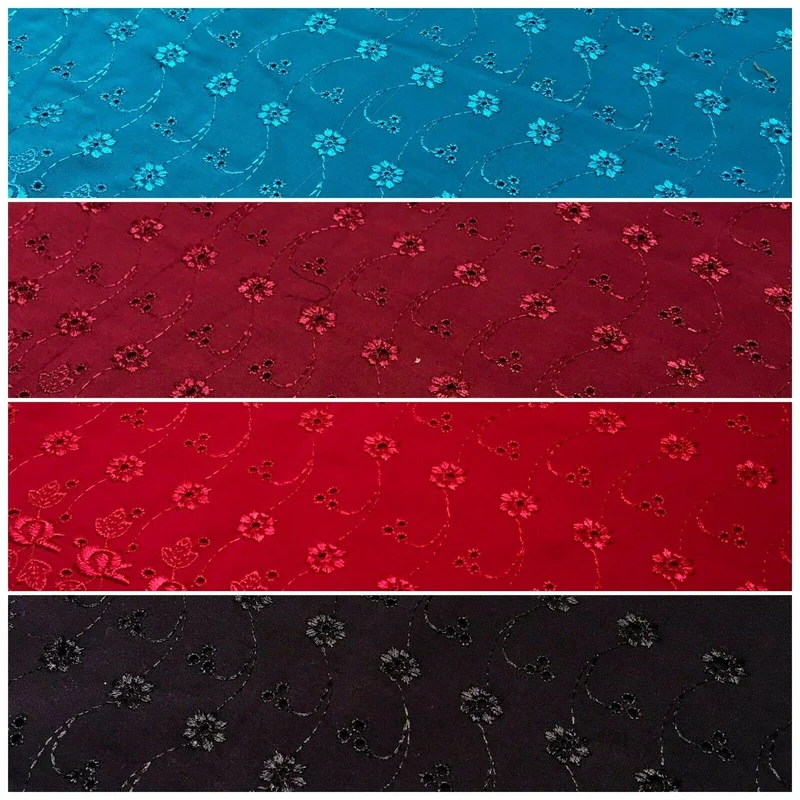 Broderie Anglais 3 hole border Floral poly cotton Dress Fabric 139 cm MJ1183