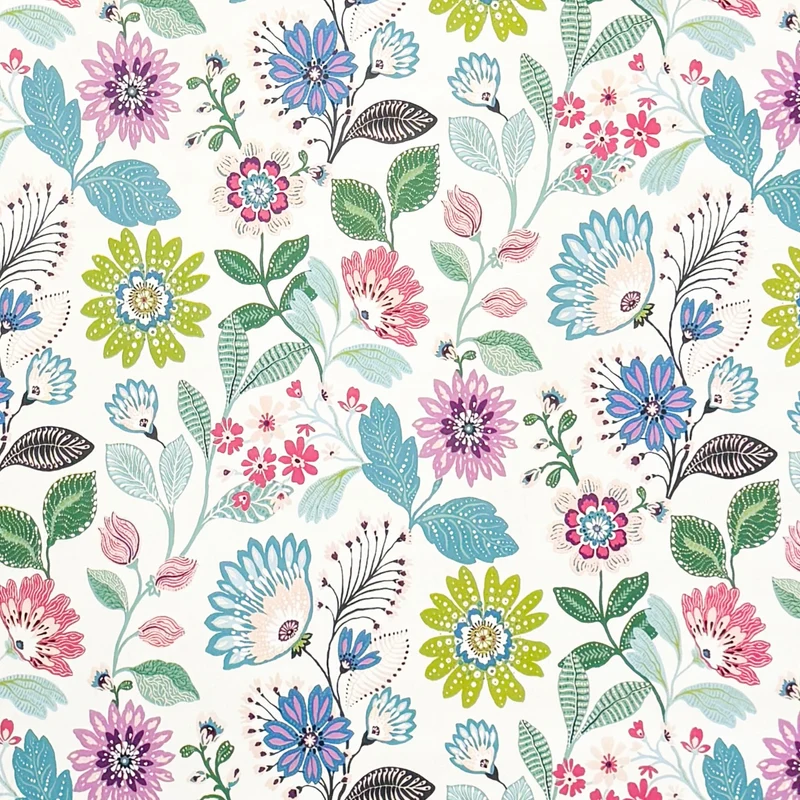 Wachstuch Tischdecke geprägt P8252-1 weiß bunte Blumenwiese modern eckig rund oval