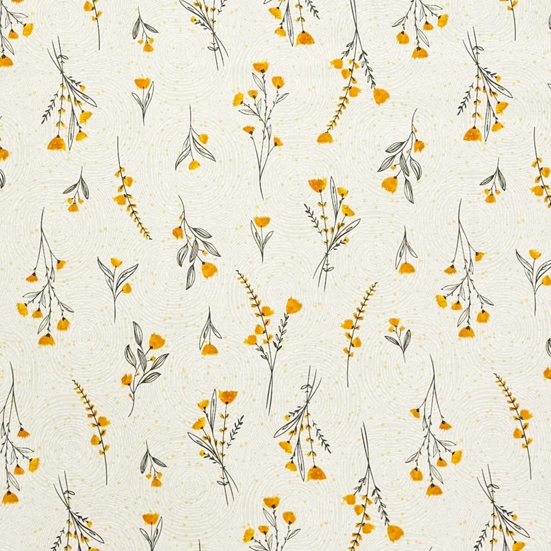Wachstuch Tischdecke geprägt P1165-1 gelbe Wiesenblumen Kreise eckig rund oval