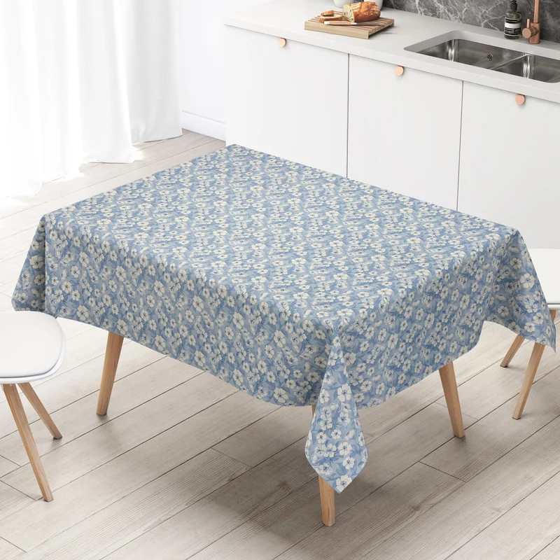 Wachstuch Tischdecke geprägt P1173-3 hellblau Kirschblüten Meterware eckig rund oval