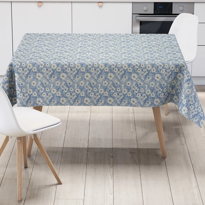 Wachstuch Tischdecke geprägt P1173-3 hellblau Kirschblüten Meterware eckig rund oval