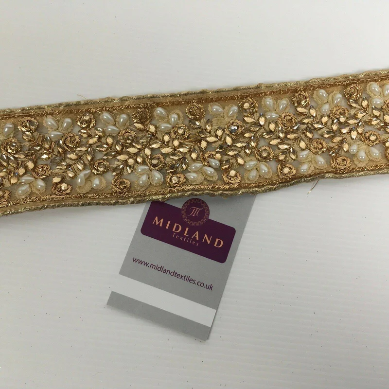 Gold Mixed Designs border sari-upholstery edging M1355