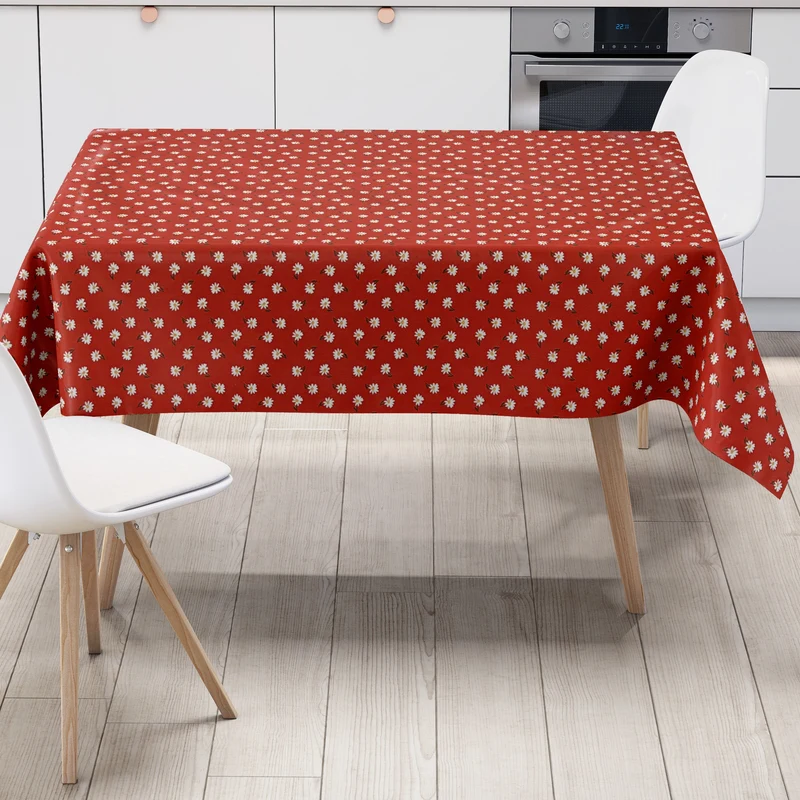 Wachstuch Tischdecke 01725-02 rot Gänseblümchen Frühjahr Blüten eckig rund oval