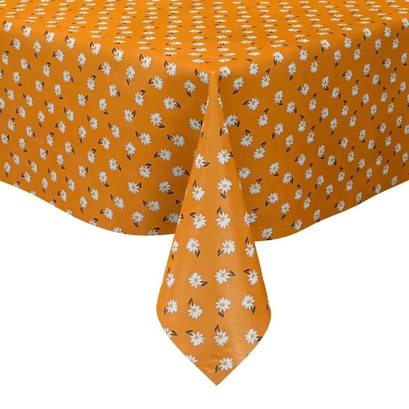 Wachstuch Tischdecke 01725-03 orange Gänseblümchen Frühjahr Blüten eckig rund oval