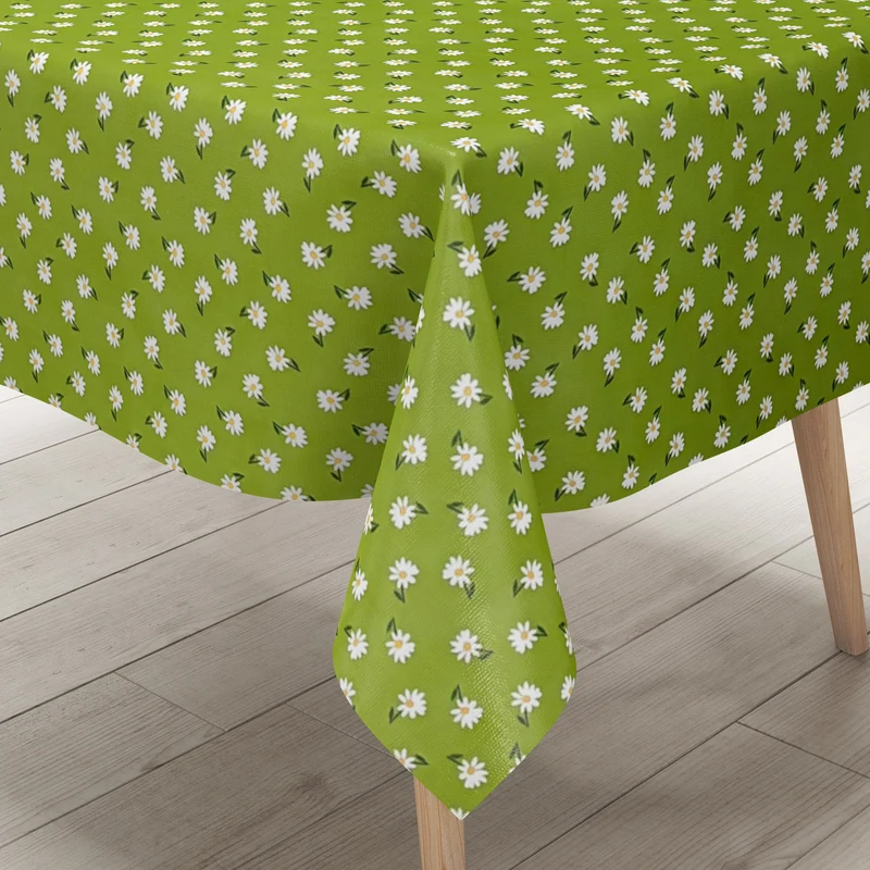 Wachstuch Tischdecke 01725-04 grün Gänseblümchen Frühjahr Blüten eckig rund oval