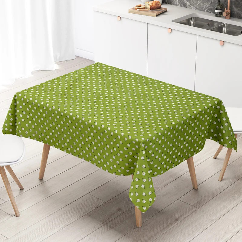 Wachstuch Tischdecke 01725-04 grün Gänseblümchen Frühjahr Blüten eckig rund oval