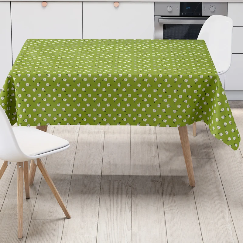 Wachstuch Tischdecke 01725-04 grün Gänseblümchen Frühjahr Blüten eckig rund oval
