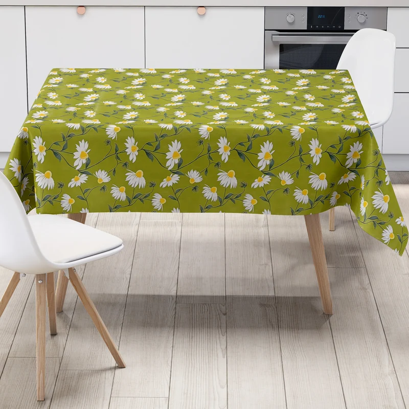 Wachstuch Tischdecke 01667-01 grün Margeriten Frühjahr Blüten eckig rund oval