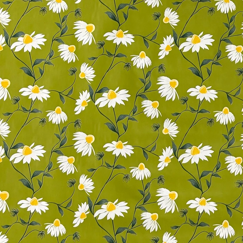 Wachstuch Tischdecke 01667-01 grün Margeriten Frühjahr Blüten eckig rund oval