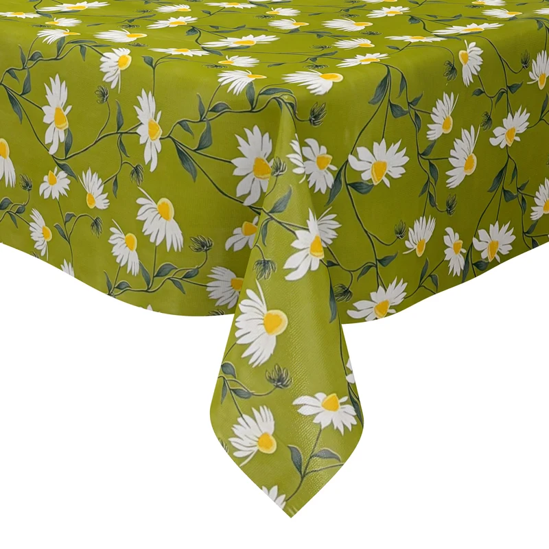 Wachstuch Tischdecke 01667-01 grün Margeriten Frühjahr Blüten eckig rund oval