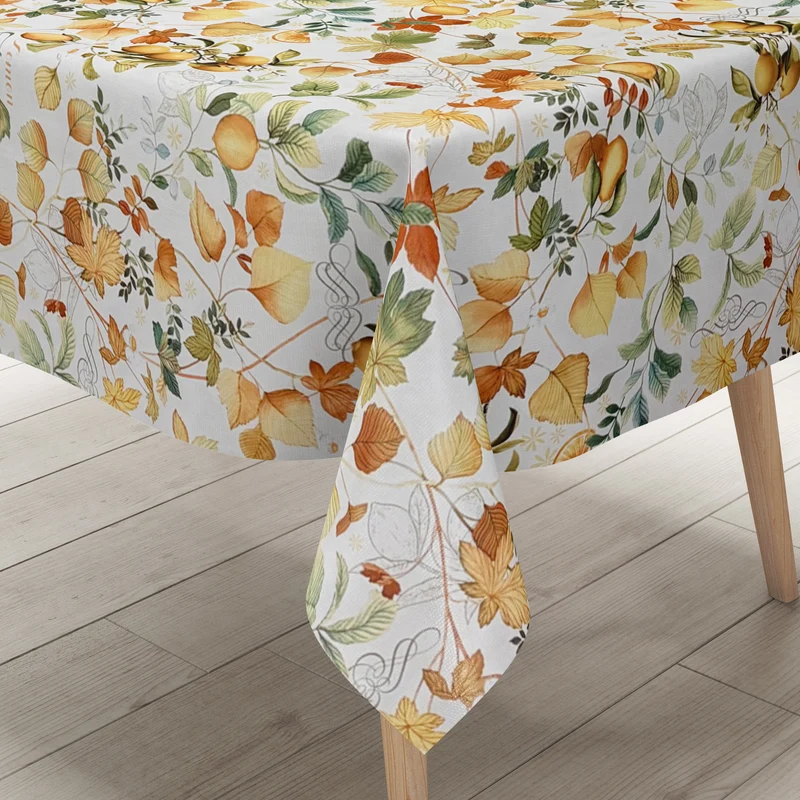 Wachstuch Tischdecke 01754-00 Laub Blätter Herbst Autumn Zitronen eckig rund oval