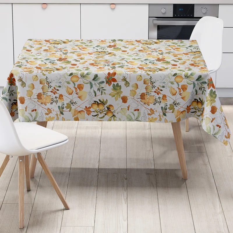 Wachstuch Tischdecke 01754-00 Laub Blätter Herbst Autumn Zitronen eckig rund oval