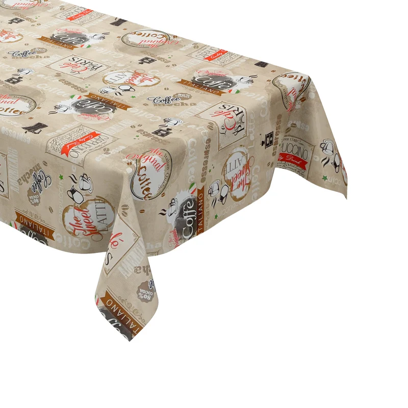 Wachstuch Tischdecke K99A beige Kaffeemotiv Kaffee Espresso eckig rund oval