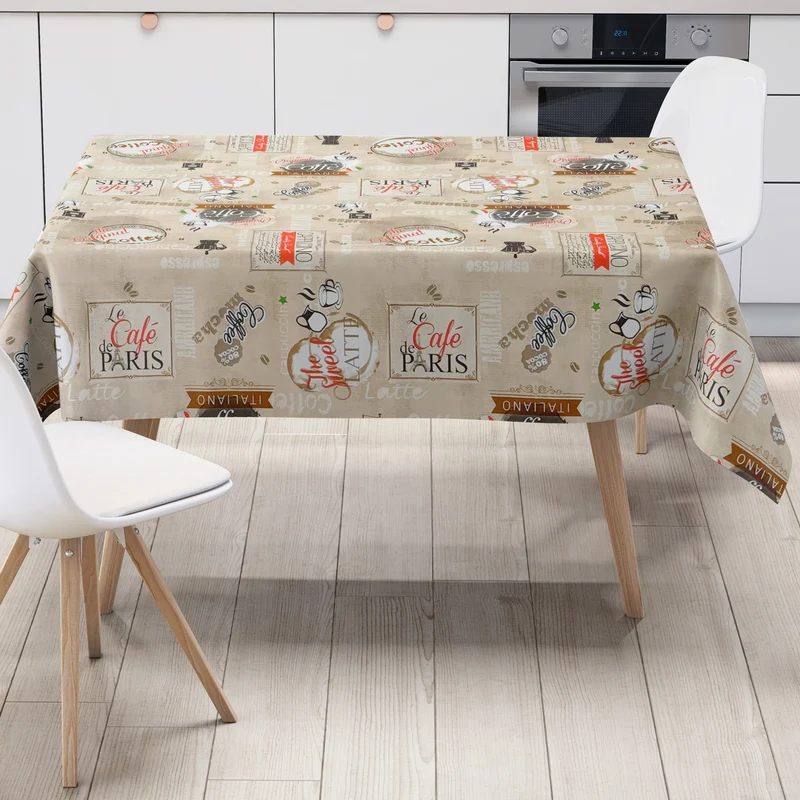 Wachstuch Tischdecke K99A beige Kaffeemotiv Kaffee Espresso eckig rund oval
