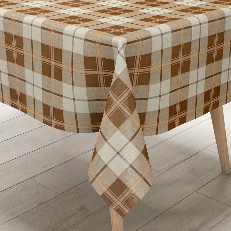 Wachstuch Tischdecke K109D braun beige kariert Karo eckig rund oval