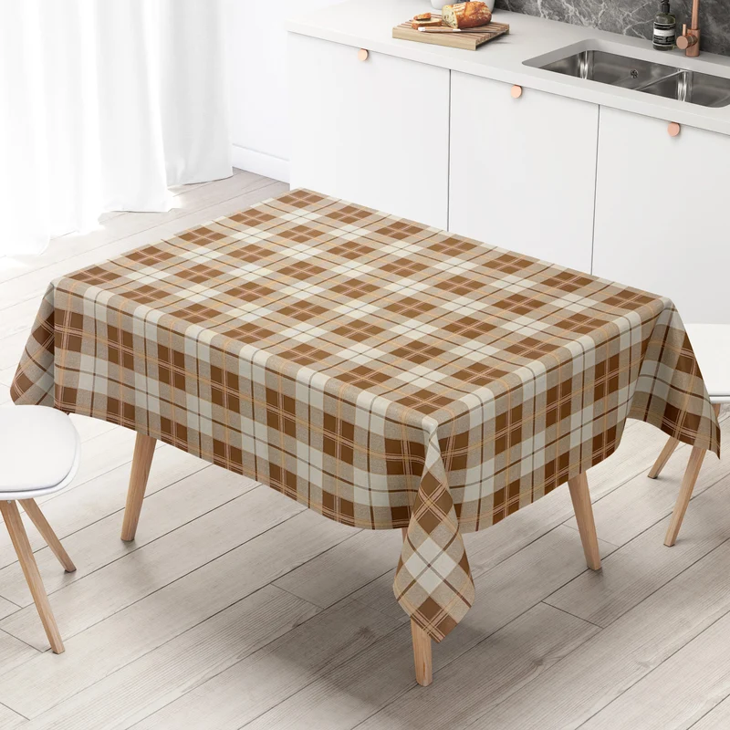 Wachstuch Tischdecke K109D braun beige kariert Karo eckig rund oval