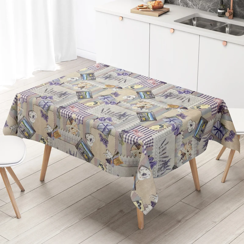 Wachstuch Tischdecke K208A lila Provence Lavendel Karo Strick eckig rund oval