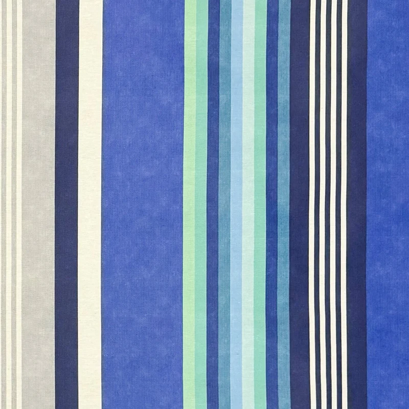 Jacquard Tischdecke beschichtete Baumwolle 160 cm Breite DP RAYA4 Azurblau Streifen eckig rund oval