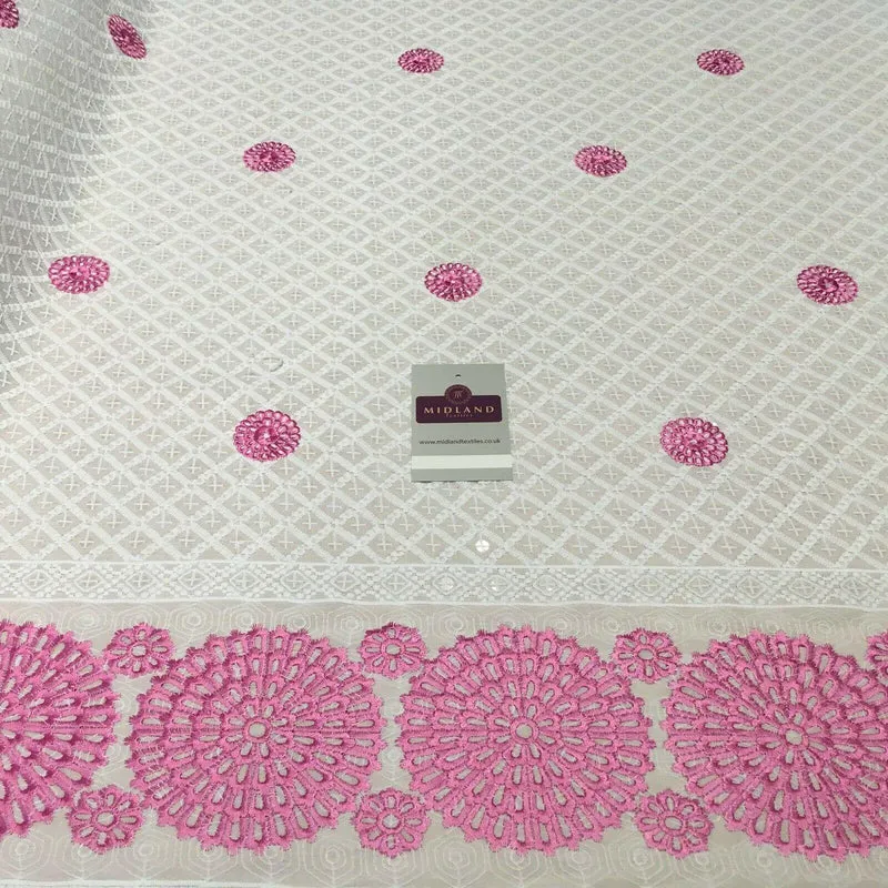Cotton broderie anglaise Border Cotton blend fabric 139cm M1196 Mtex