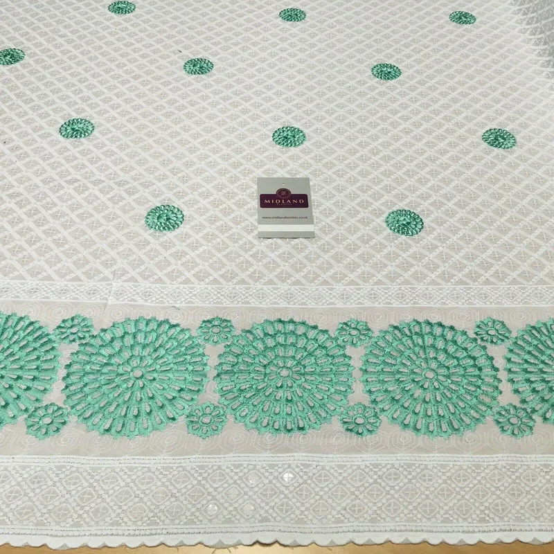 Cotton broderie anglaise Border Cotton blend fabric 139cm M1196 Mtex
