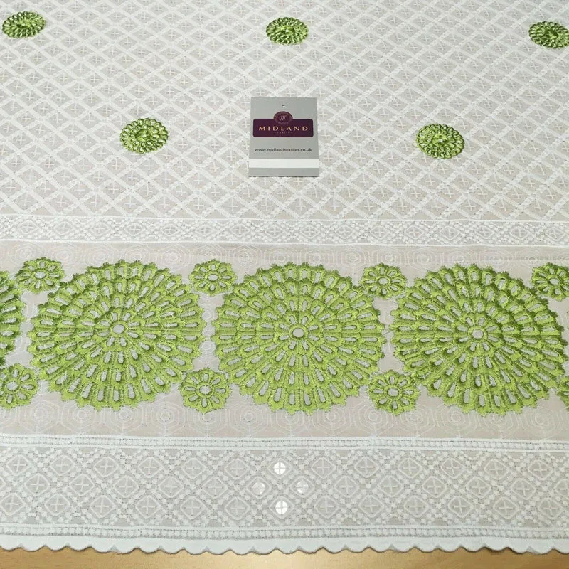 Cotton broderie anglaise Border Cotton blend fabric 139cm M1196 Mtex