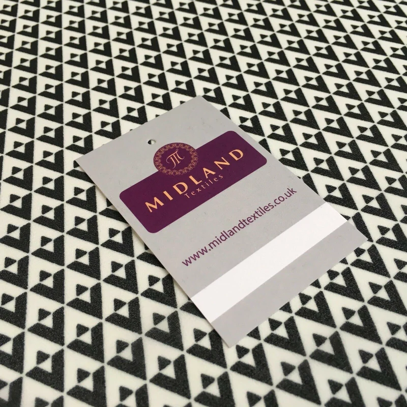 Black Ivory geometric Georgette Dress Fabric 150cm M401-61 Mtex