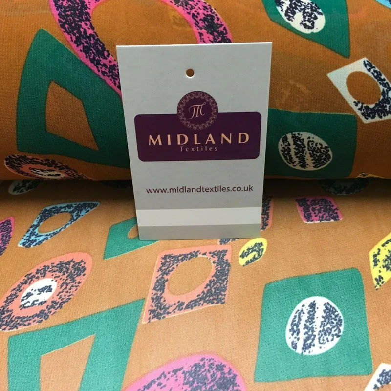 Tan Shapes printed Crepe chiffon Dress Fabric 150 cm Wide MK1190-5 Mtex
