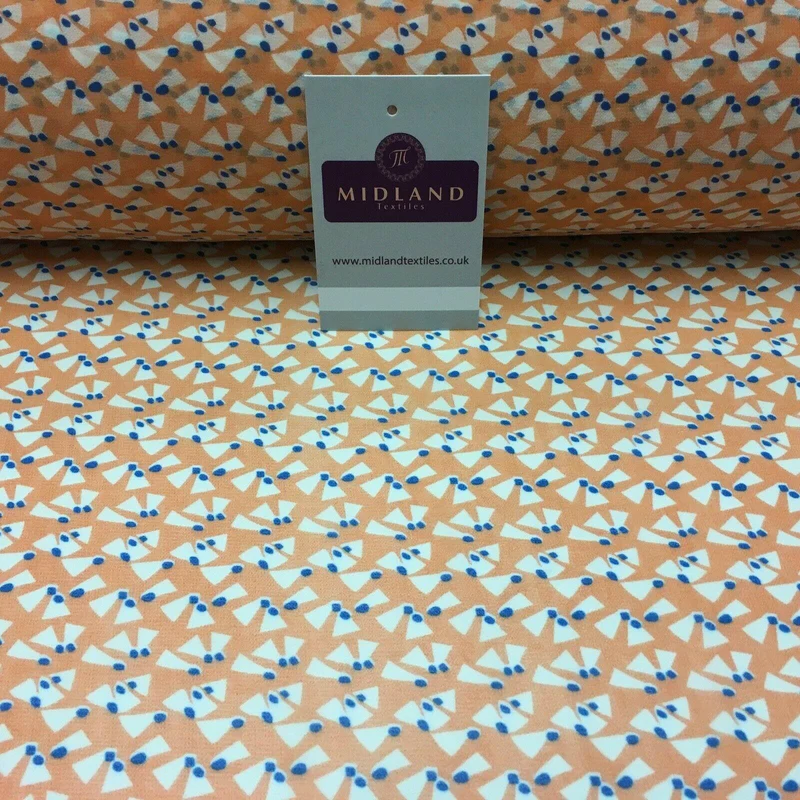 Salmon Printed Crepe chiffon Dress Fabric 150 cm Wide MK1190-15 Mtex