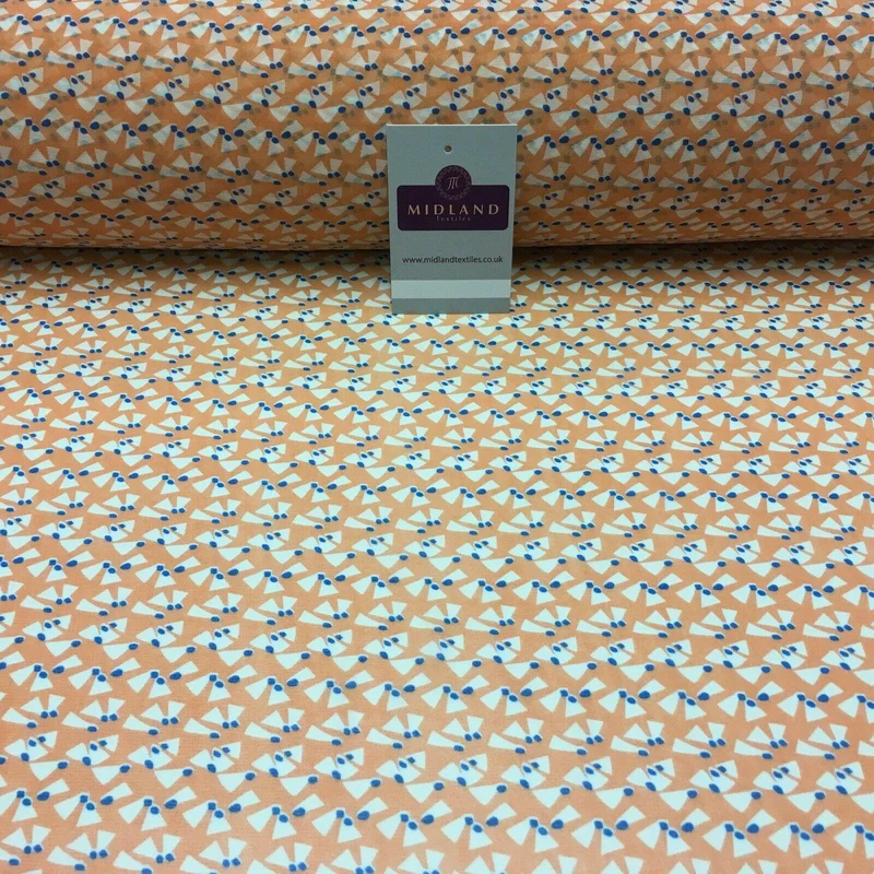 Salmon Printed Crepe chiffon Dress Fabric 150 cm Wide MK1190-15 Mtex