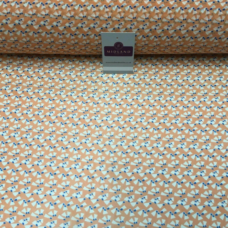 Salmon Printed Crepe chiffon Dress Fabric 150 cm Wide MK1190-15 Mtex
