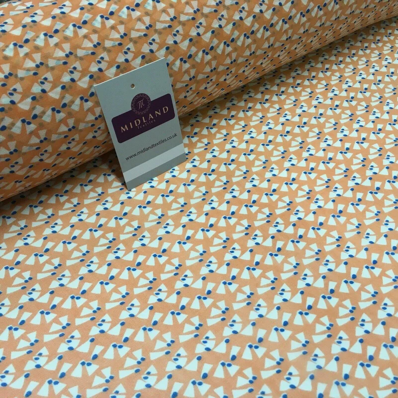 Salmon Printed Crepe chiffon Dress Fabric 150 cm Wide MK1190-15 Mtex