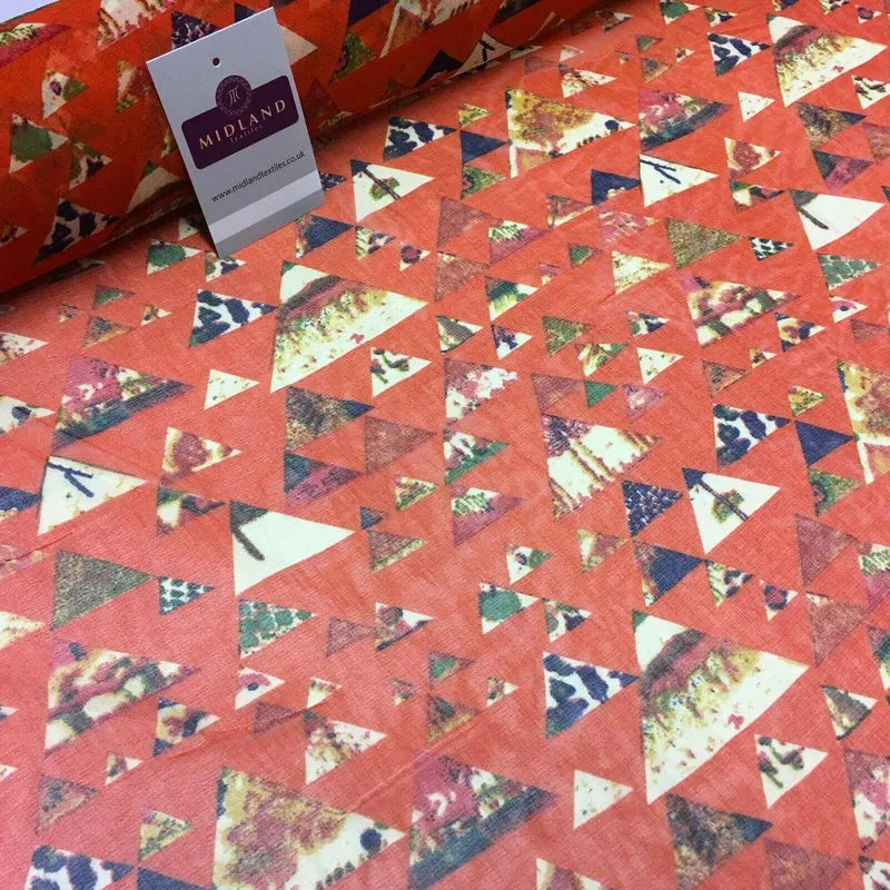 Red Pastel triangle Printed Crepe chiffon Dress Fabric 150 cm Wide MK1190-18