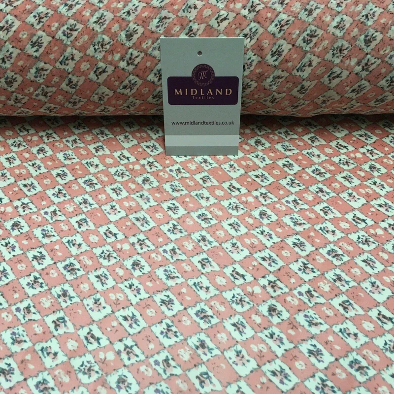 Peach Pink Floral Vintage Printed Crepe chiffon Dress Fabric 150 cm MK1190-26