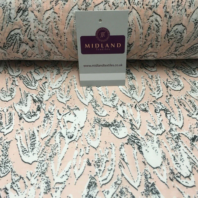 Pale Pink Printed Crepe chiffon Dress Fabric 150 cm MK1190-27