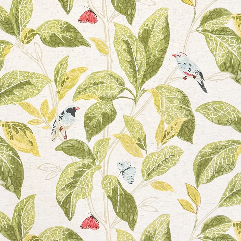 Jacquard Tischdecke aus beschichteter Baumwolle mit Fleckenschutz INGREZ Dschungel Vögel eckig rund oval