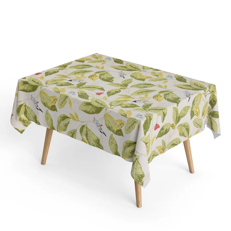 Jacquard Tischdecke aus beschichteter Baumwolle mit Fleckenschutz INGREZ Dschungel Vögel eckig rund oval