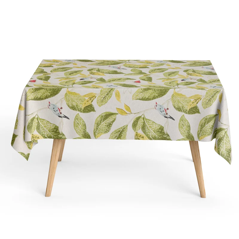 Jacquard Tischdecke aus beschichteter Baumwolle mit Fleckenschutz INGREZ Dschungel Vögel eckig rund oval