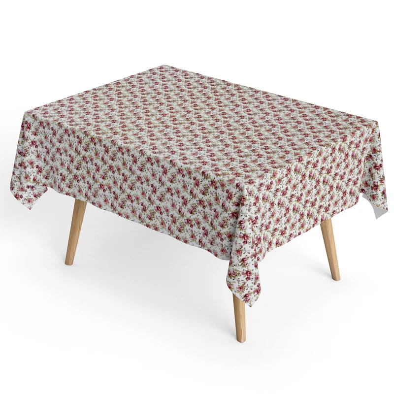 Jacquard Tischdecke aus beschichteter Baumwolle mit Fleckenschutz SOPHIE rote Rosen Blüten eckig rund oval