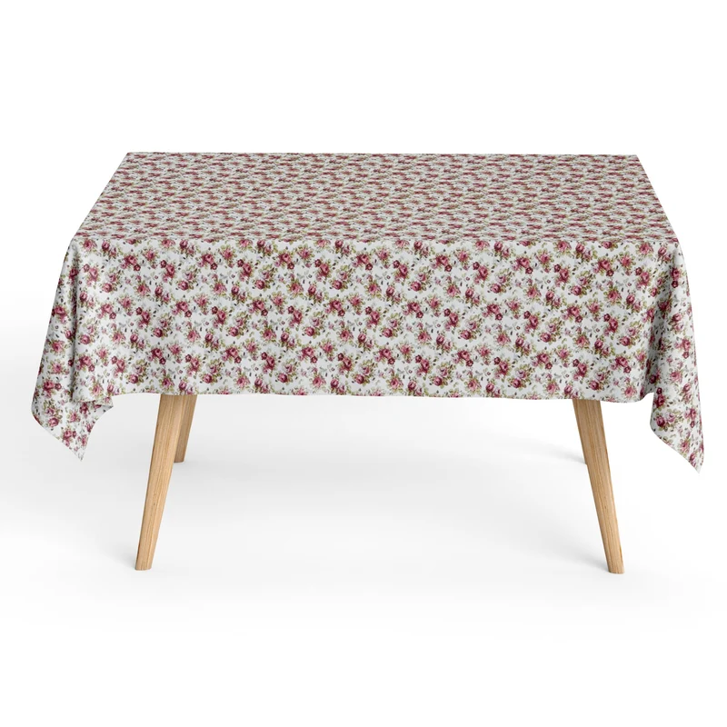 Jacquard Tischdecke aus beschichteter Baumwolle mit Fleckenschutz SOPHIE rote Rosen Blüten eckig rund oval