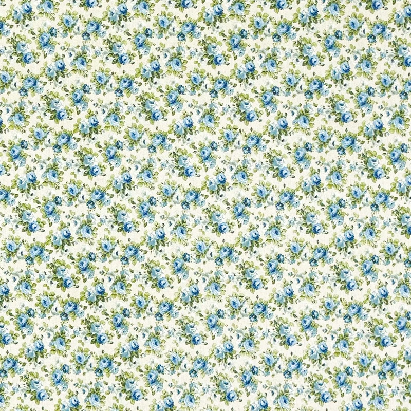 Jacquard Tischdecke aus beschichteter Baumwolle mit Fleckenschutz DOROTHY blaue Rosen Blüten eckig rund oval