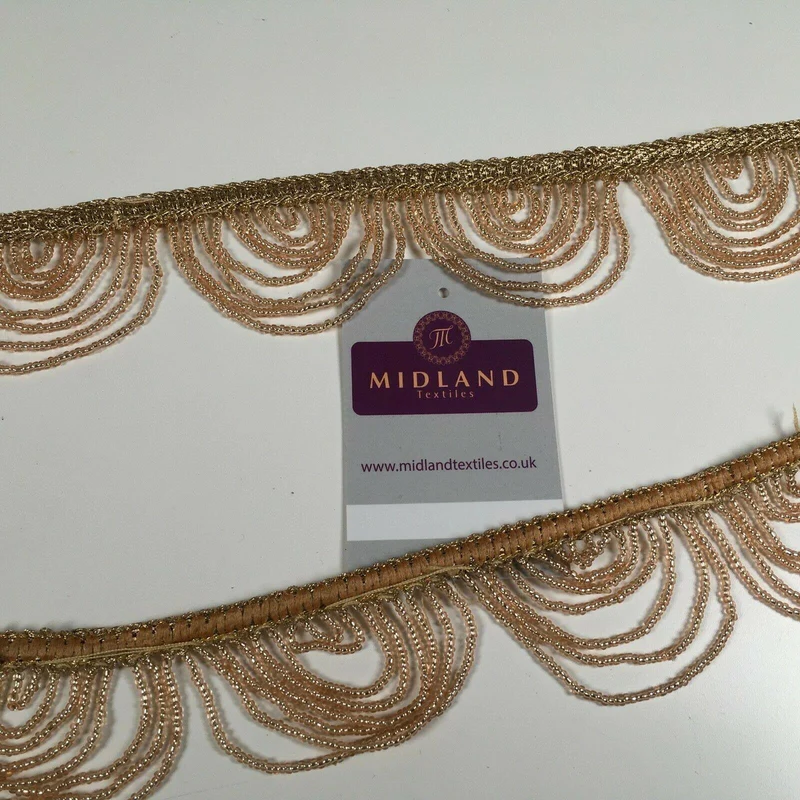 Fancy Gold Loop 1920's Hole Fringe Sari Border Bridal M1340