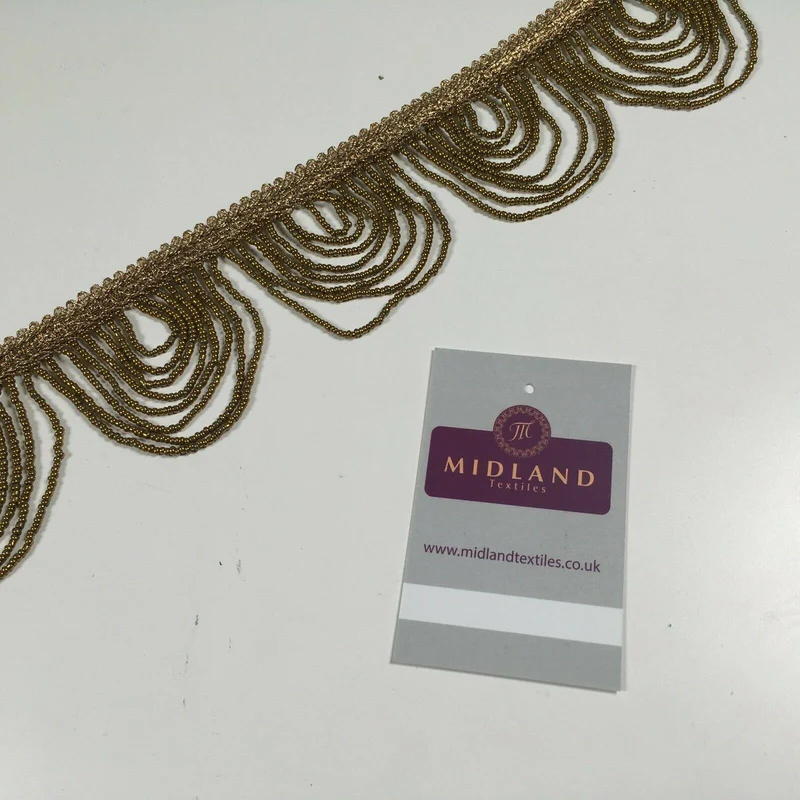 Fancy Gold Loop 1920's Hole Fringe Sari Border Bridal M1340