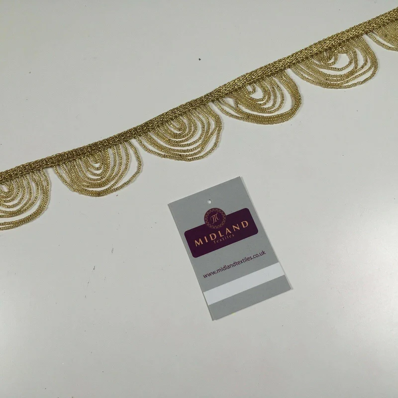 Fancy Gold Loop 1920's Hole Fringe Sari Border Bridal M1340