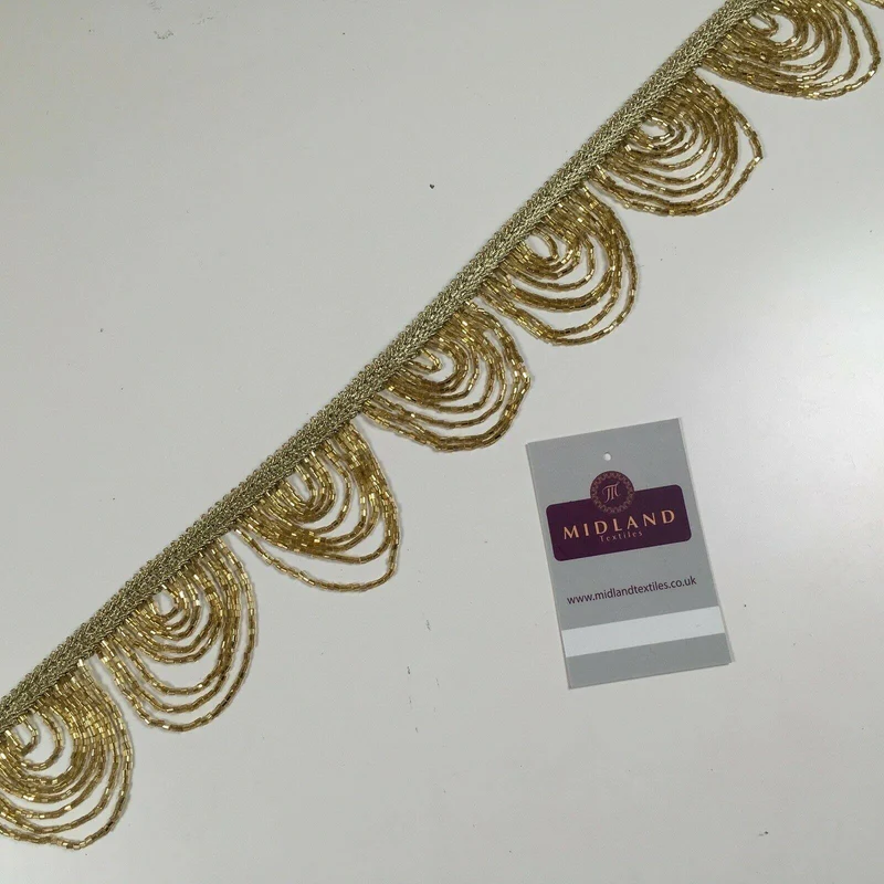 Fancy Gold Loop 1920's Hole Fringe Sari Border Bridal M1340