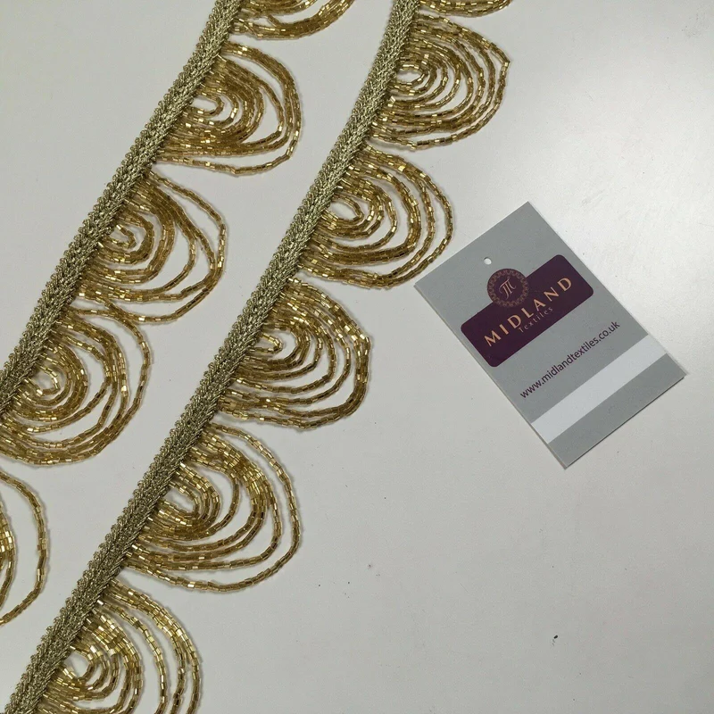 Fancy Gold Loop 1920's Hole Fringe Sari Border Bridal M1340